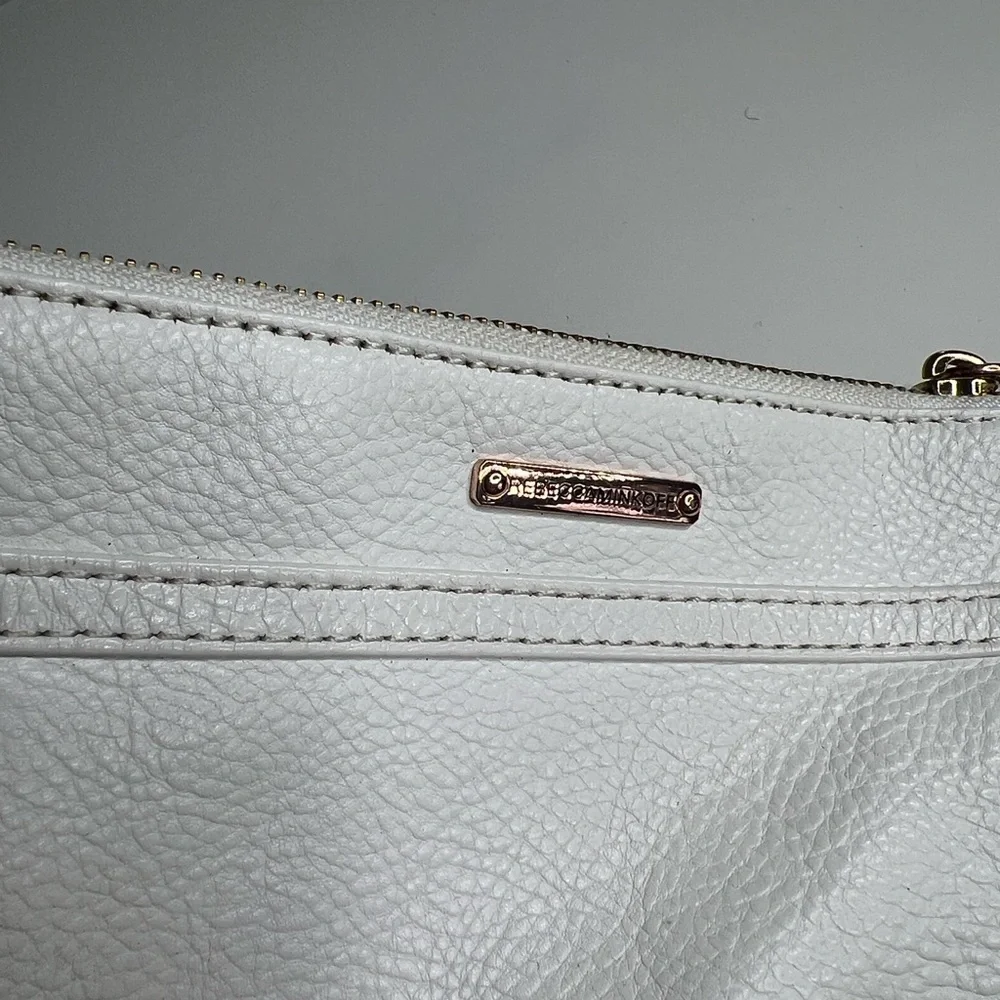 Rebecca Minkoff Avery White Rose Gold Hardware Leather Cross Body Bag Worn Once